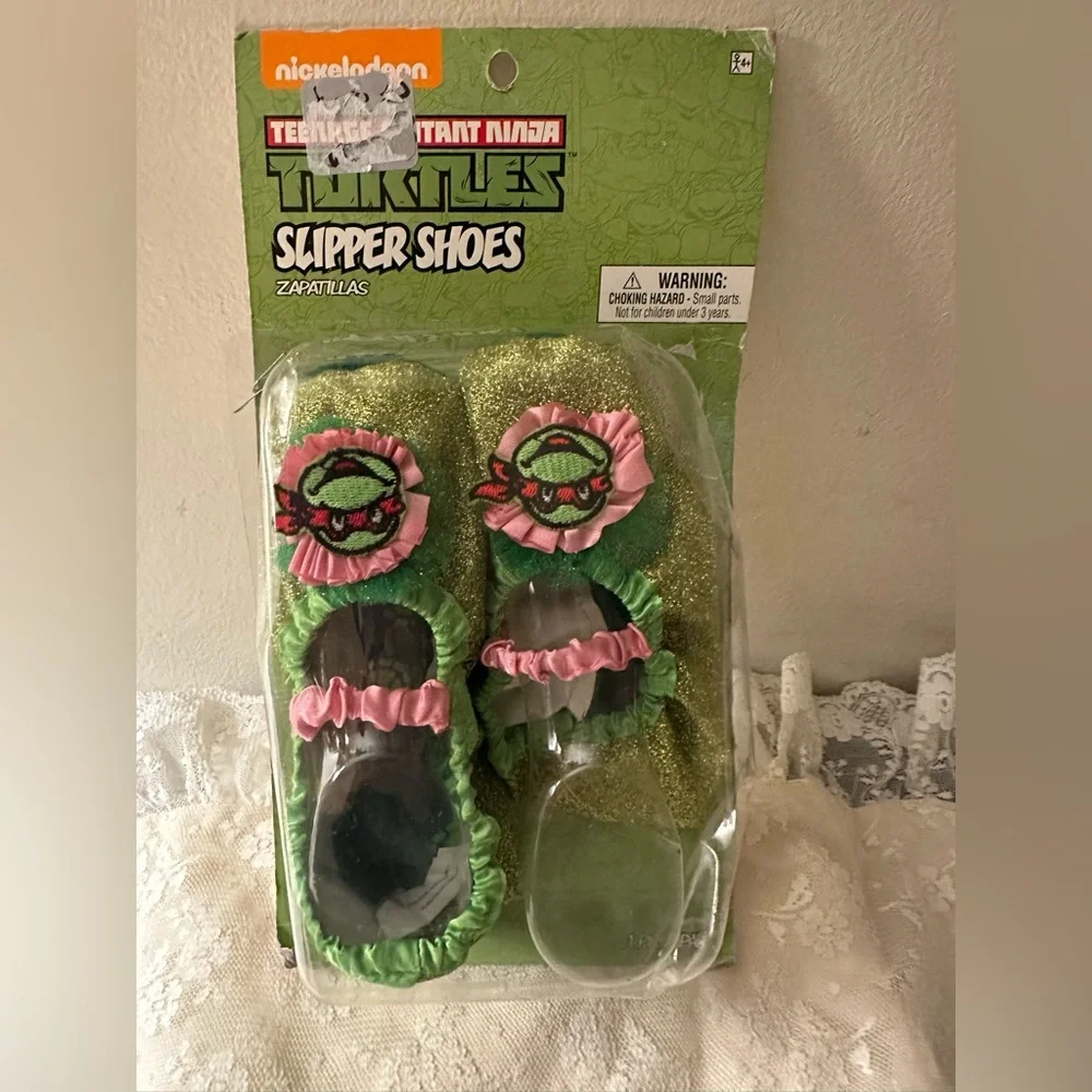 New Teenage Mutant Ninja Turtles Dress Up Girl Slipper Shoes OPEN / Resealed